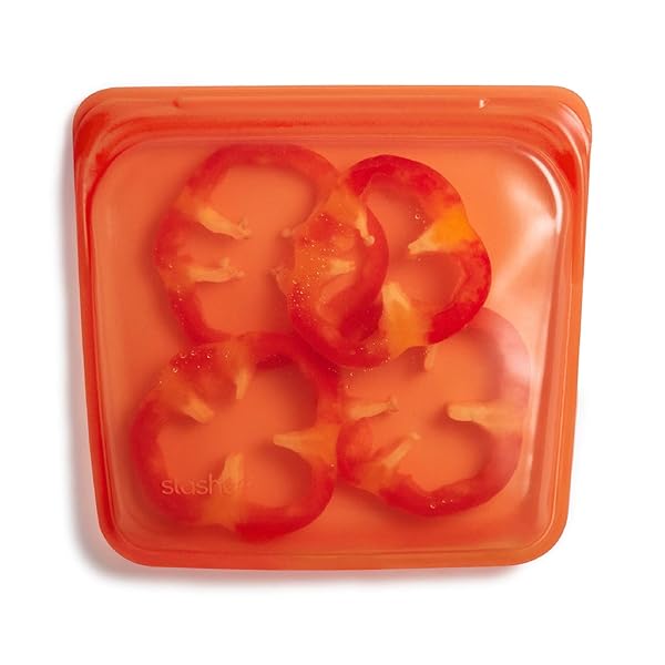 Stasher Stasher Silicone Food Storage Bag - Eco-Friendly, Leakproof, Reusable, 28 Oz for Cooking, Freezing & Sous Vide - Citrus Color