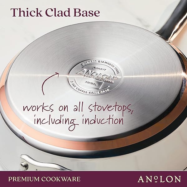 Anolon Anolon Nouvelle 12-Inch Stainless Steel Frying Pan with Lid - Durable & Stylish Skillet for Perfect Cooking - View 5 of 10