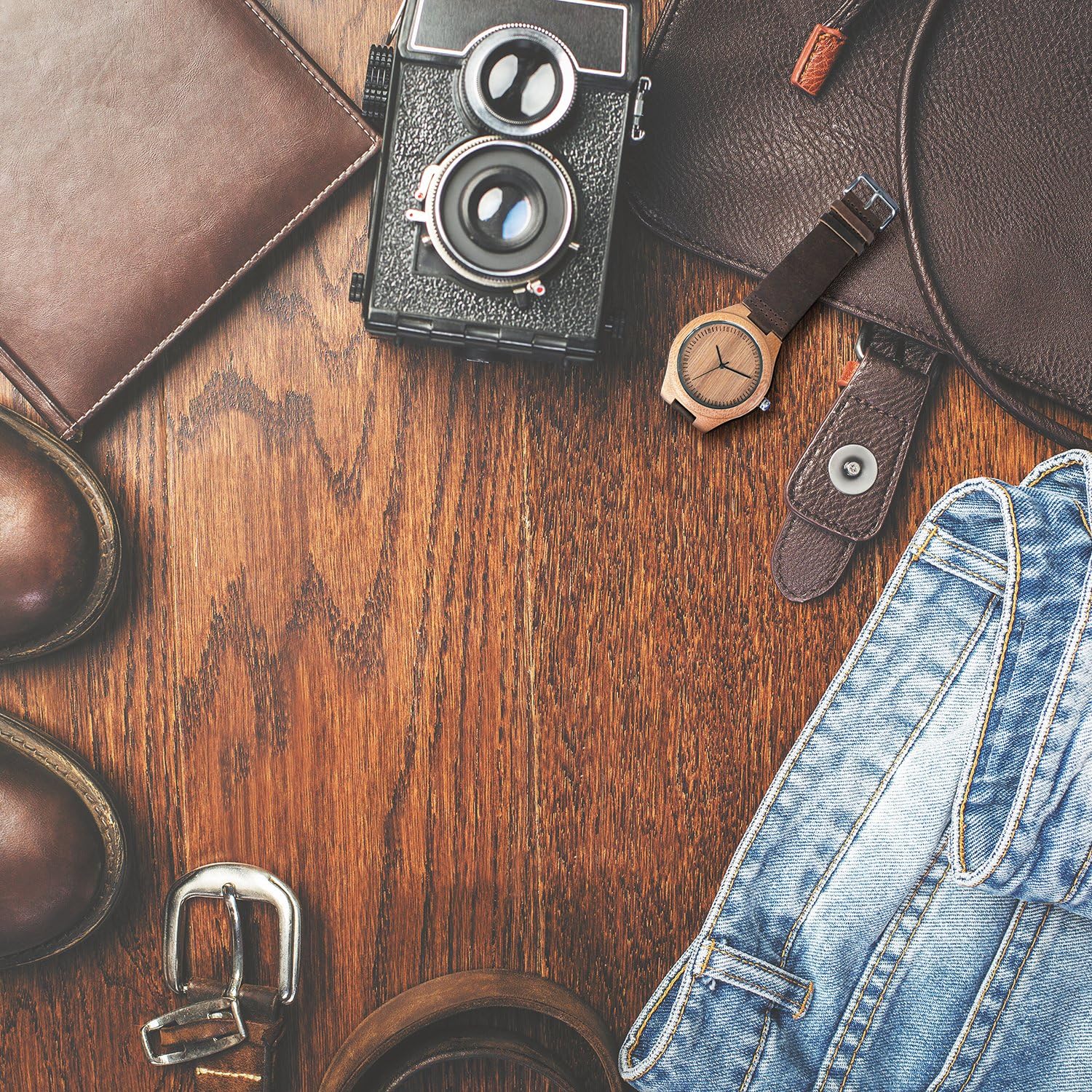 CUCOL Mens Wooden Watch with Brown Cowhide Leather Strap Casual Gift for Groomsmen in Box - View 8 of 8