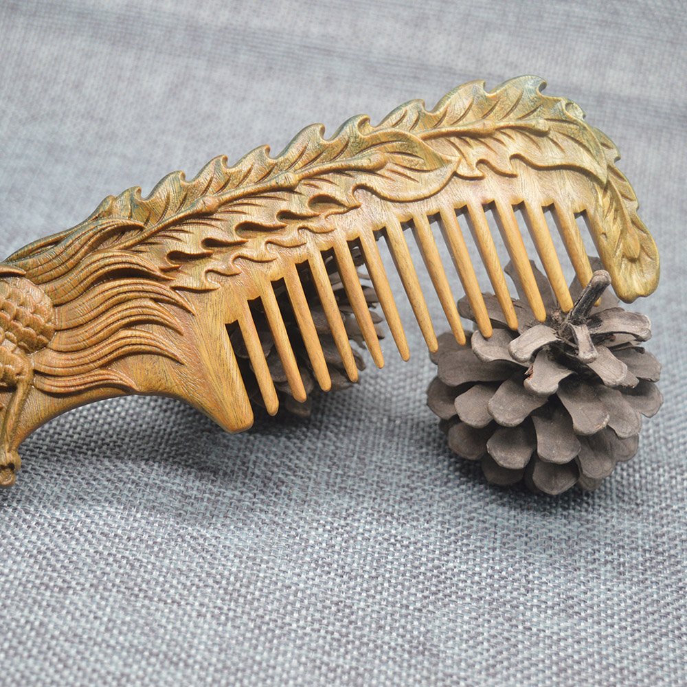 Xuanli 2 Pcs Natural Sandalwood Comb Set Anti Static Wooden Hair and Beard Care Massage Brush - View 6 of 8