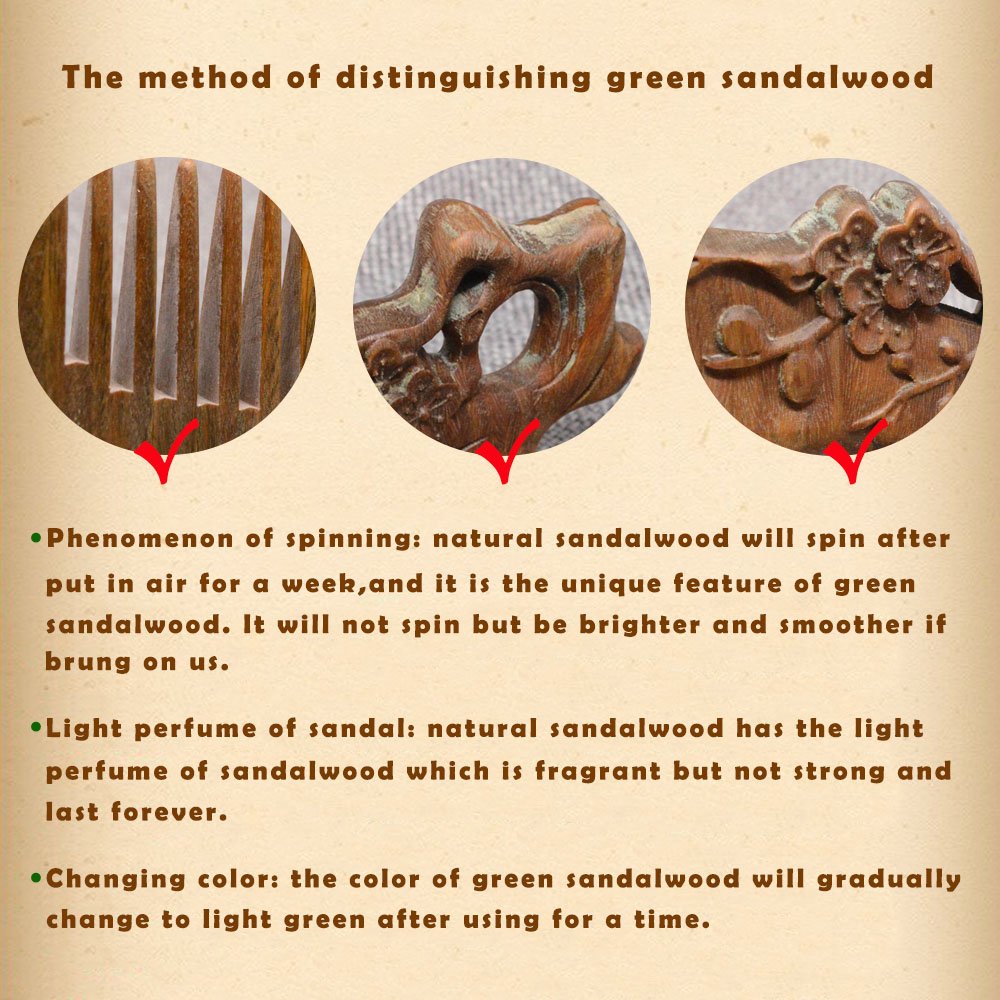 Xuanli 2 Pcs Natural Sandalwood Comb Set Anti Static Wooden Hair and Beard Care Massage Brush - View 8 of 8