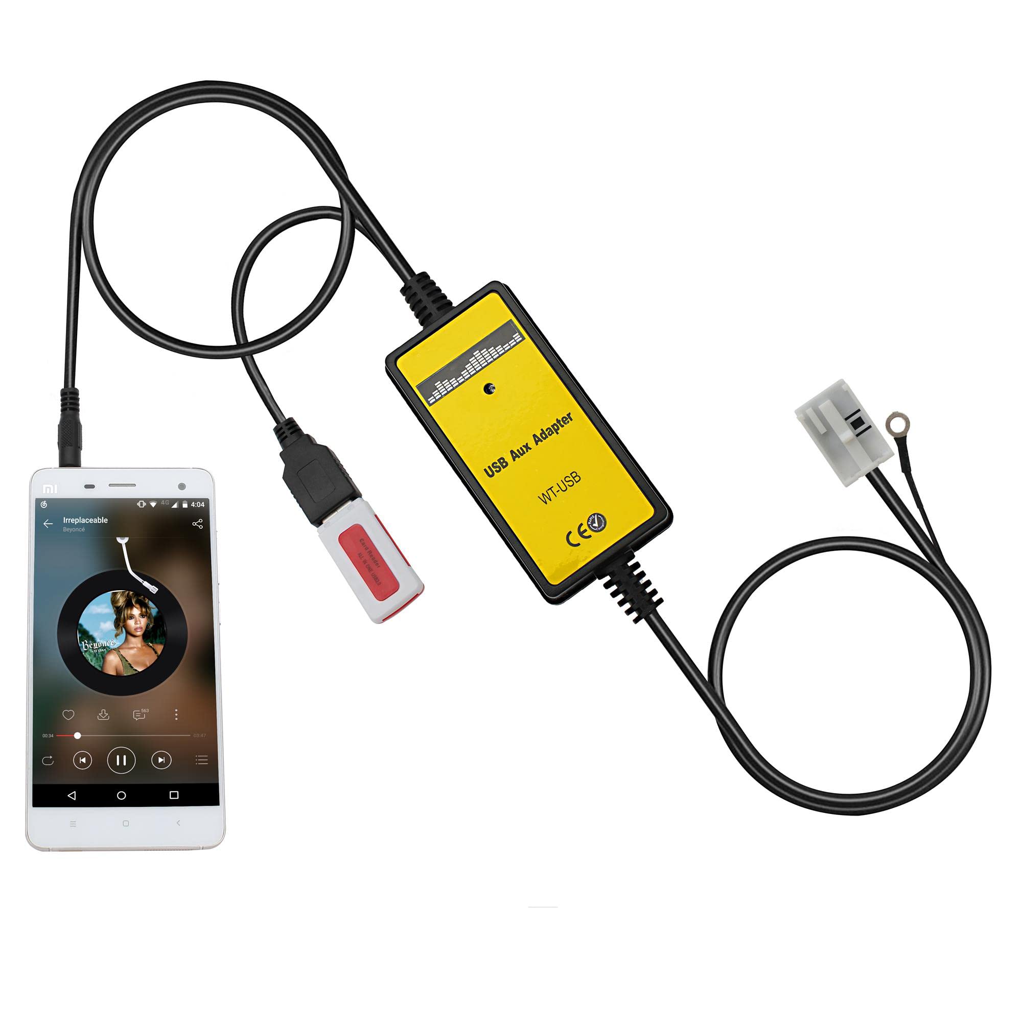 Yomikoo Yomikoo AUX Adapter for VWAudi 12pin A3 A4 Beetle Jetta Passat Polo USB and AUX Cable Compatible 2003 to 2011