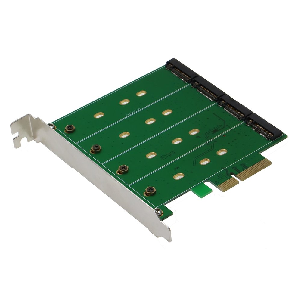 Sedna Sedna SE-PCIE-m2SSDx4-R-MA M.2 Internal Interface Card Adapter PCIe 2.0 High Speed 6 GB/s Black Green Accessory - View 4 of 6