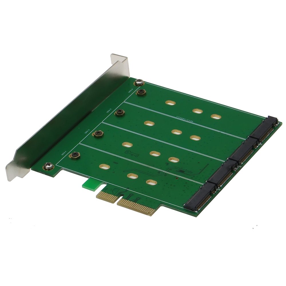 Sedna Sedna SE-PCIE-m2SSDx4-R-MA M.2 Internal Interface Card Adapter PCIe 2.0 High Speed 6 GB/s Black Green Accessory - View 5 of 6