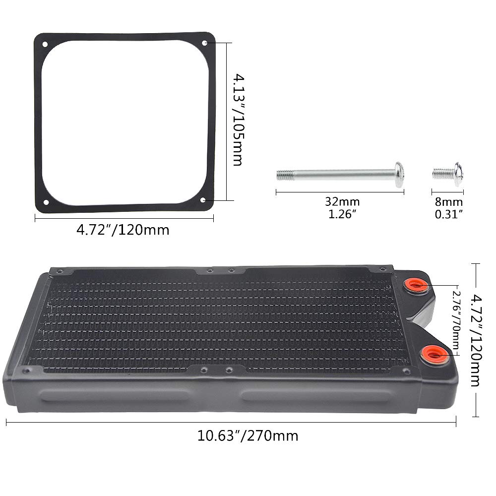 BXQINLENX 240 Pure Copper 12 Pipe Heat Exchanger Radiator for PC CPU CO2 Laser Water Cooling System - View 2 of 7