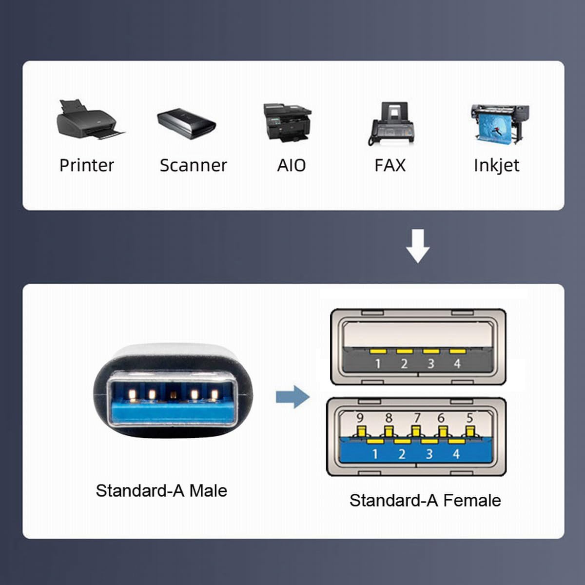 Cablecc Black USB 3.0 Male to Dual USB Female Extra Power Data Y Extension Cable for 25 Inch Mobile Hard Disk - View 6 of 9