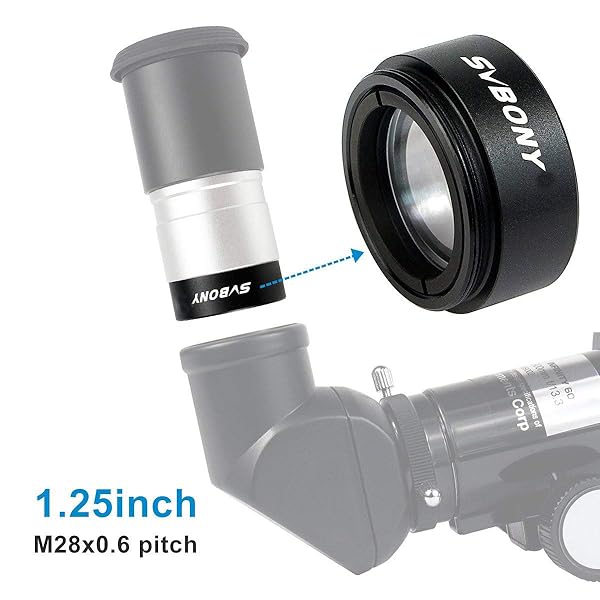 SVBONY SVBONY 0.5X Telescope Focal Reducer 1.25 inches Filter Thread 28x0.6mm on Both Sides Reduces The Focal Length for Telescope Eyepiece Astronomical - View 3 of 9