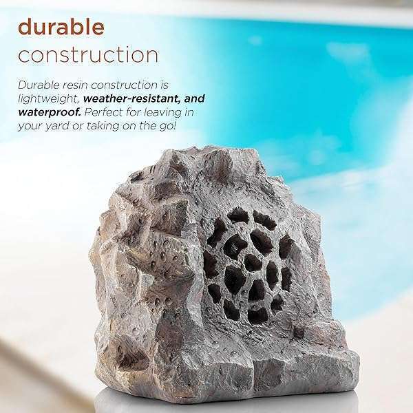 Alpine Corporation Alpine Waterproof Bluetooth Solar Rock Speaker - Outdoor Wireless Gray Design - View 7 of 9