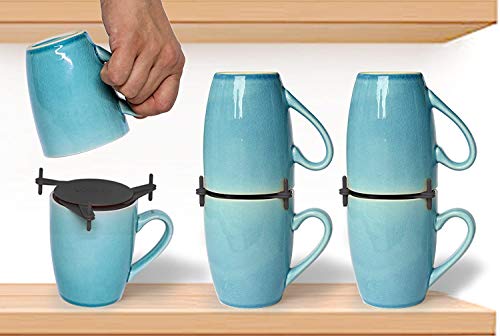 ELYPRO ELYPRO Coffee Mug Organizer: Expandable & Stackable Kitchen Storage for Mugs & Tea Cups - Space-Saving Cabinet Solution (Black)