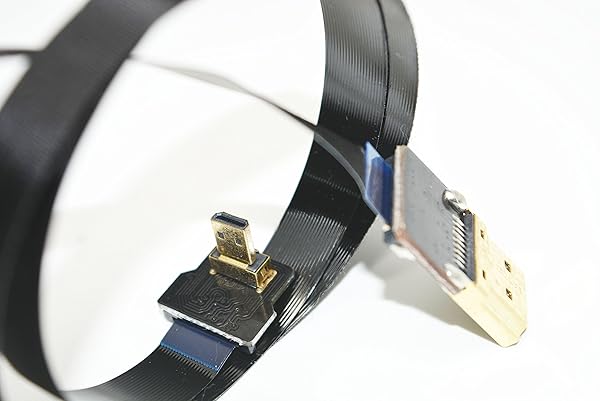 Permanent FFC HDMI Slim Flat FPC HDMI Cable Micro HDMI 90 Degree to Standard HDMI for GoPro Sony Alpha A7SII A7RII A9 A6500 A6300 60CM Black - View 3 of 10