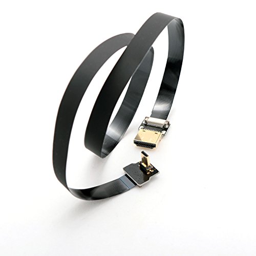 Permanent FFC HDMI Slim Flat FPC HDMI Cable Micro HDMI 90 Degree to Standard HDMI for GoPro Sony Alpha A7SII A7RII A9 A6500 A6300 60CM Black - View 8 of 10