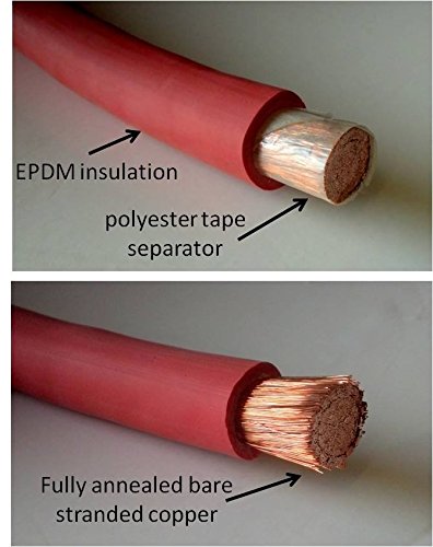 WindyNation WindyNation 4 AWG Red Black Pure Copper Battery Inverter Cables 7 Feet for Solar RV Car Boat with 5/16 Inch Lugs - View 6 of 7