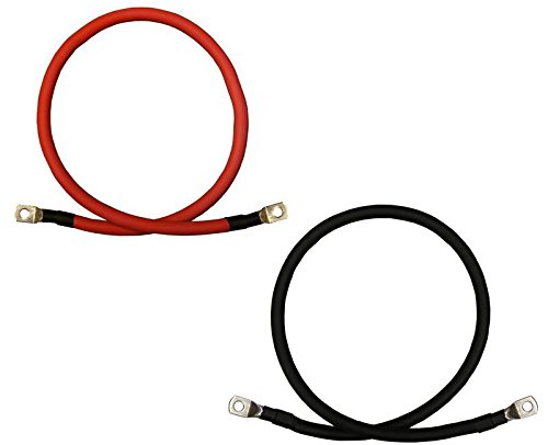 WindyNation WindyNation 4 AWG Red Black Pure Copper Battery Inverter Cables 7 Feet for Solar RV Car Boat with 5/16 Inch Lugs - View 2 of 7