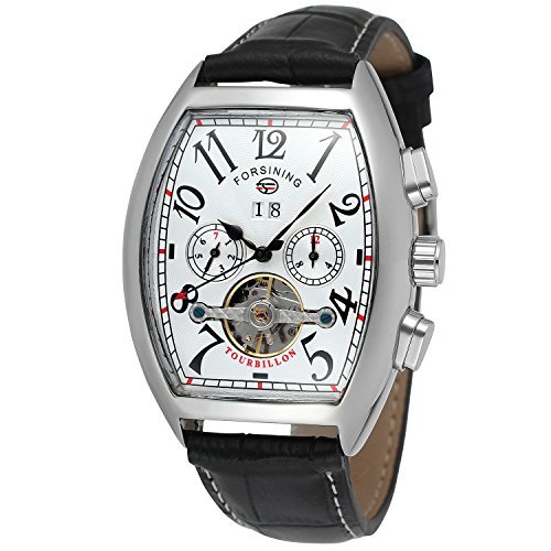 Forsining Men's Automatic Tourbillon Calendar Watch with Leather Strap FSG9409M3S4