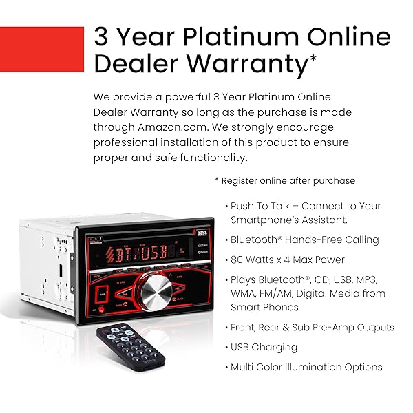 BOSS Audio Systems BOSS Audio 850BRGB Car Stereo: Bluetooth, USB, CD Player & Multi-Color Illumination - Perfect Double Din Head Unit - View 4 of 7