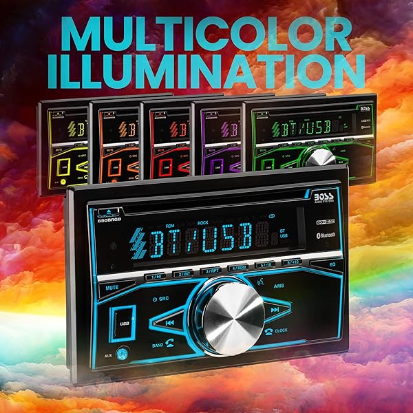 BOSS Audio Systems BOSS Audio 850BRGB Car Stereo: Bluetooth, USB, CD Player & Multi-Color Illumination - Perfect Double Din Head Unit - View 5 of 7