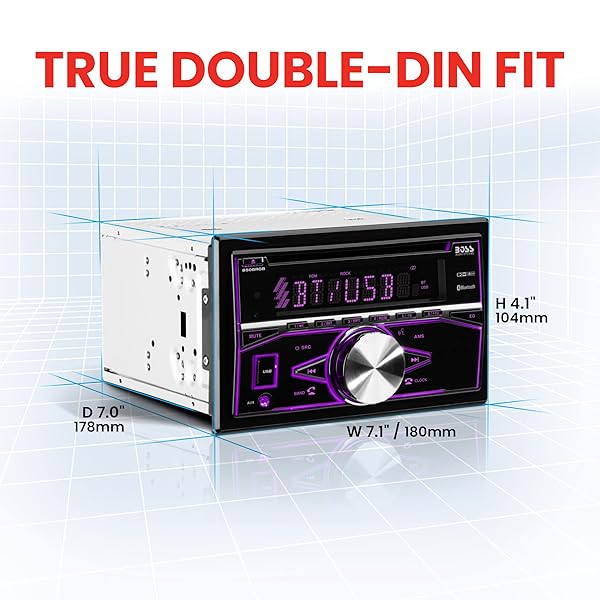 BOSS Audio Systems BOSS Audio 850BRGB Car Stereo: Bluetooth, USB, CD Player & Multi-Color Illumination - Perfect Double Din Head Unit - View 6 of 7