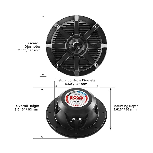 BOSS Audio Systems "Upgrade Your Sound: BOSS MR62B 200W 6.5" Weatherproof Marine Speakers - Black Pair" - View 4 of 7