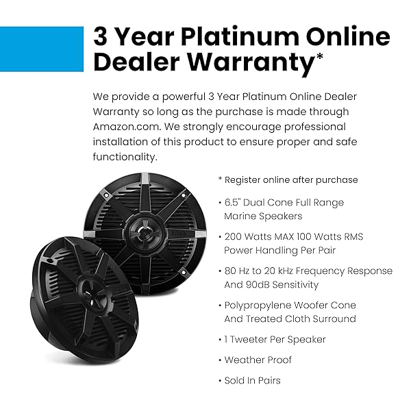 BOSS Audio Systems "Upgrade Your Sound: BOSS MR62B 200W 6.5" Weatherproof Marine Speakers - Black Pair" - View 6 of 7