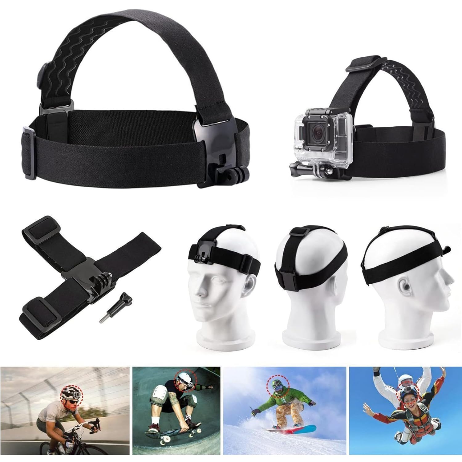 VVHOOY Head Strap Mount for GoPro Hero 13 12 11 10 9 8 and AKASO EK7000 Brave 4 5 6 7 LE V50X and Other Action Cameras Elastic Flexible Design - View 2 of 9