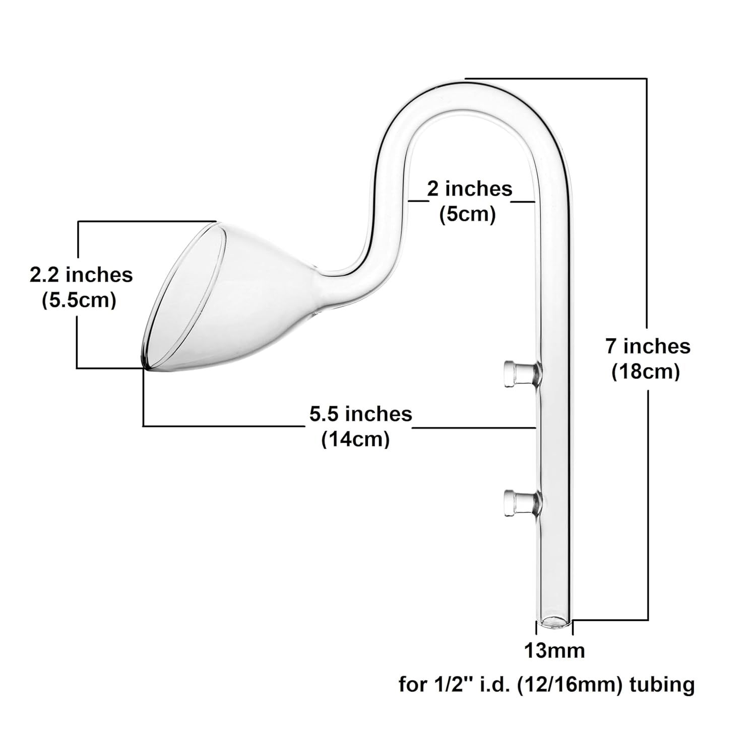 JARDLI JARDLI 13mm Plant Aquarium Glass Lily Pipe Inflow and Outflow for 12/16mm Tubing - View 6 of 7
