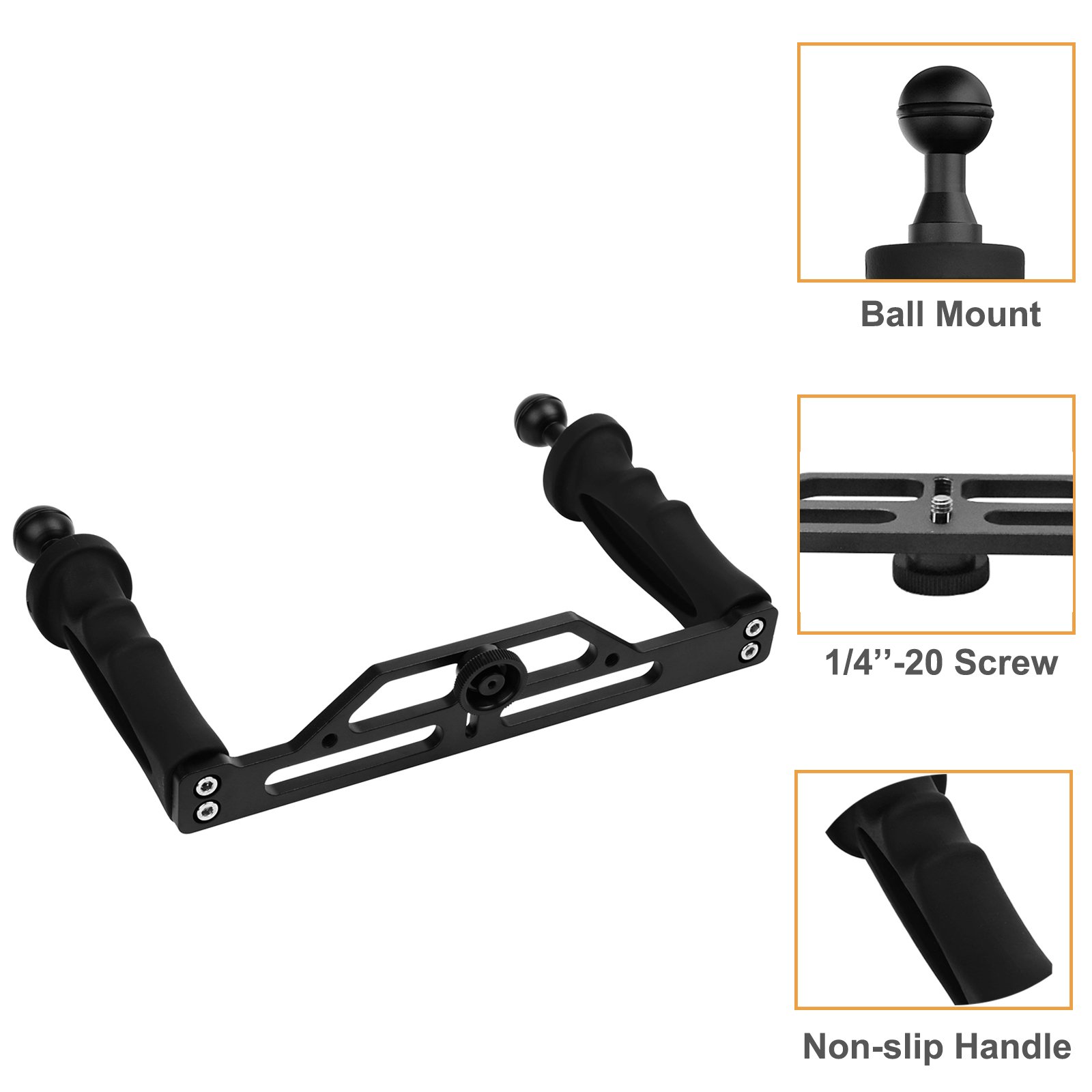 DF Hand Grip Aluminum Alloy Stabilizer Gimbal for DSLR Action Cameras Video Film Kit for Hero 12 11 10 9 8 7 6 Canon Nikon Pentax Olympus - View 3 of 6