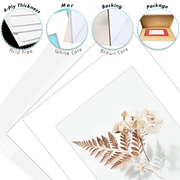 Golden State Art Golden State Art 10-Pack White Pre-Cut 16x20 Picture Mats for 11x14 Photos - Acid-Free, Bevel Cut, Includes Backing Boards & Bags - View 4 of 8