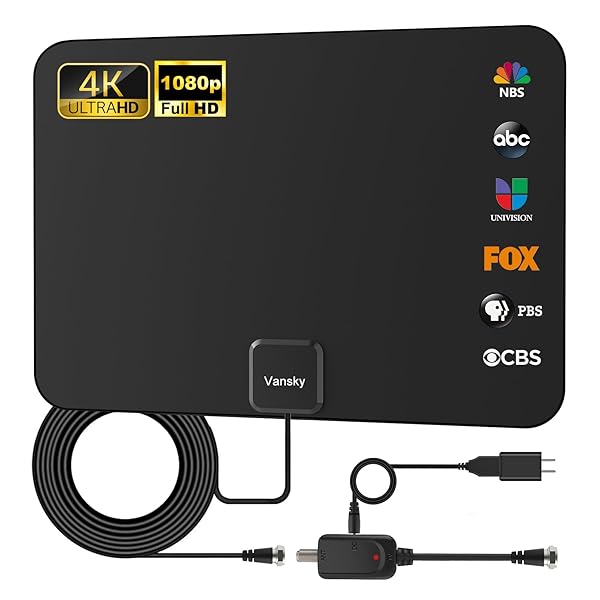 Vansky Best Indoor HDTV Antenna: 1080p Digital Amplified VHF UHF with 16.5ft Coax Cable for Local Channels