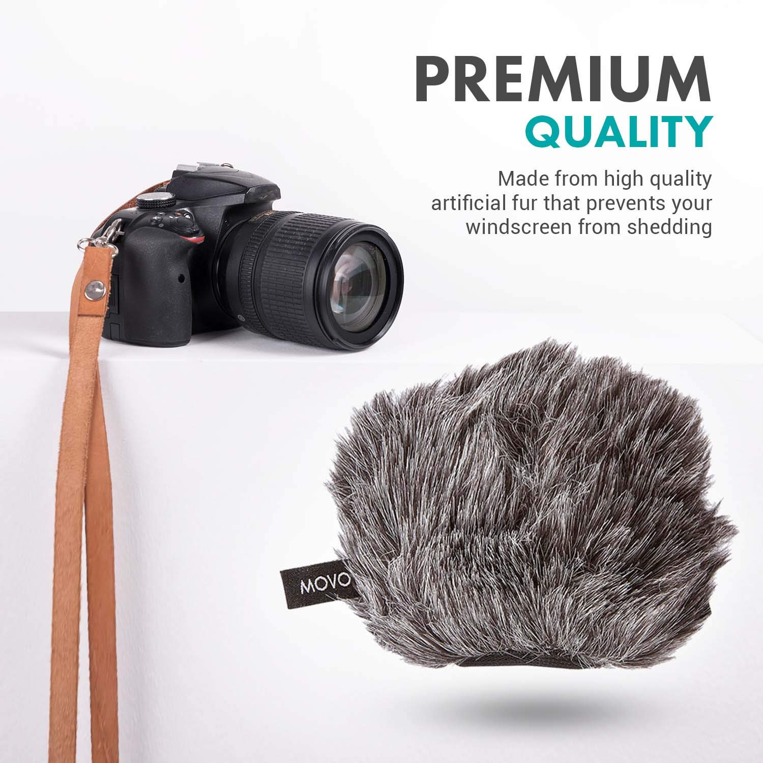Movo WS-G9 Furry Outdoor Microphone Windscreen Muff for Portable Digital Recorders Fits Zoom H4n H4n PRO H5 H6 Tascam DR-40 DR-05 DR-07 Dark Gray - View 5 of 6