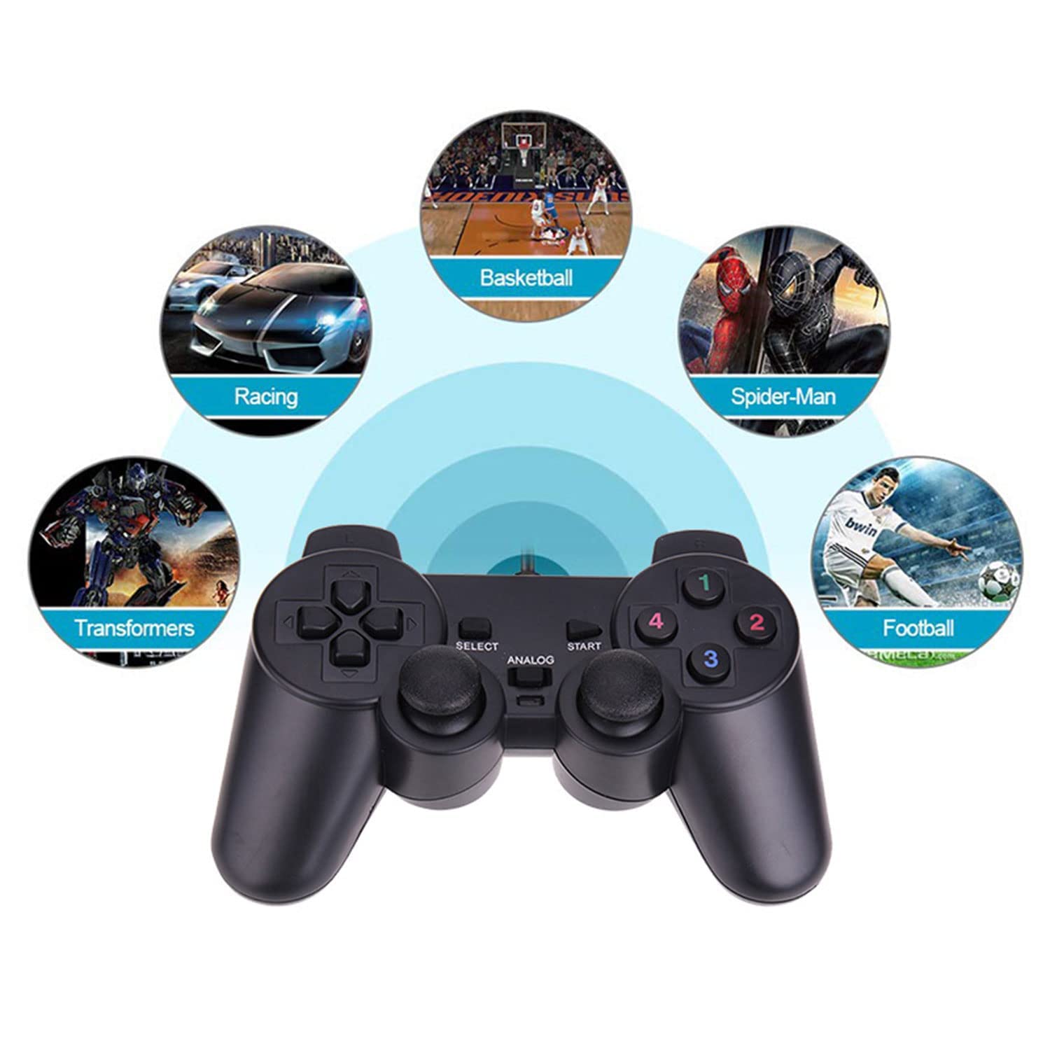 Baigeda USB Wired Game Controller for Windows PC Raspberry Pi Gamepad Dual Vibration Joystick for Laptop Desktop Steam Roblox RetroPie - View 6 of 9