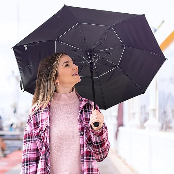 SunTek "SunTek 46" UV Protection Canopy Umbrella - Auto Open, Portable, Silver Coated, Fiberglass Shaft" - View 7 of 7