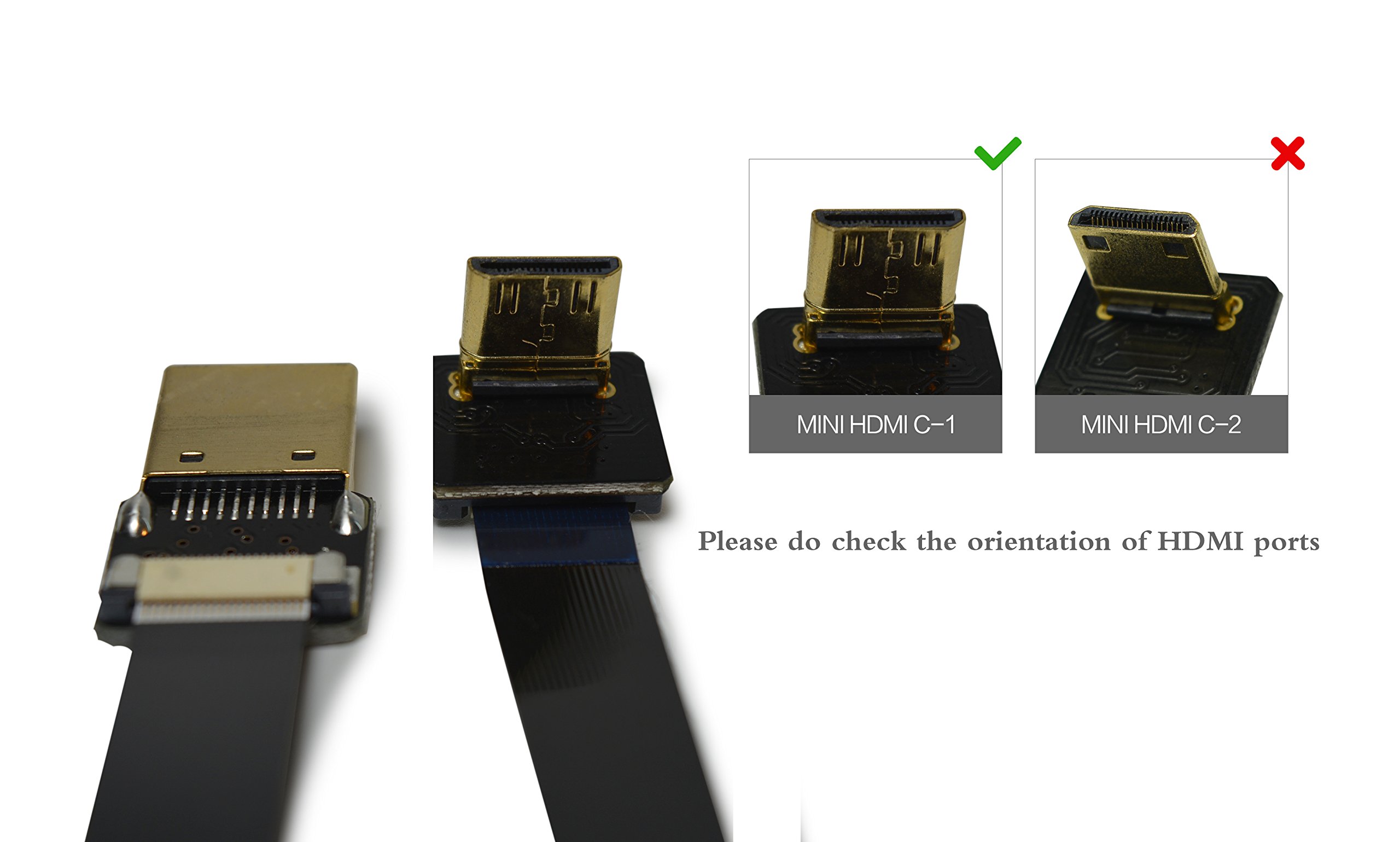 Black 30CM FPV HDMI Cable Mini to Standard for 5D3 5D2 GH3 GH2 5N 5T 5R 7N 90 Degree DJI - View 5 of 9