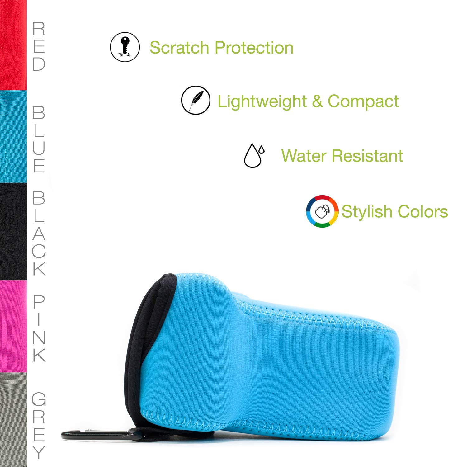 MegaGear MegaGear MG741 Ultra Light Neoprene Camera Case for Panasonic Lumix DMC-GX85 DMC-GX80 14-140mm in Blue PU Leather - View 2 of 9