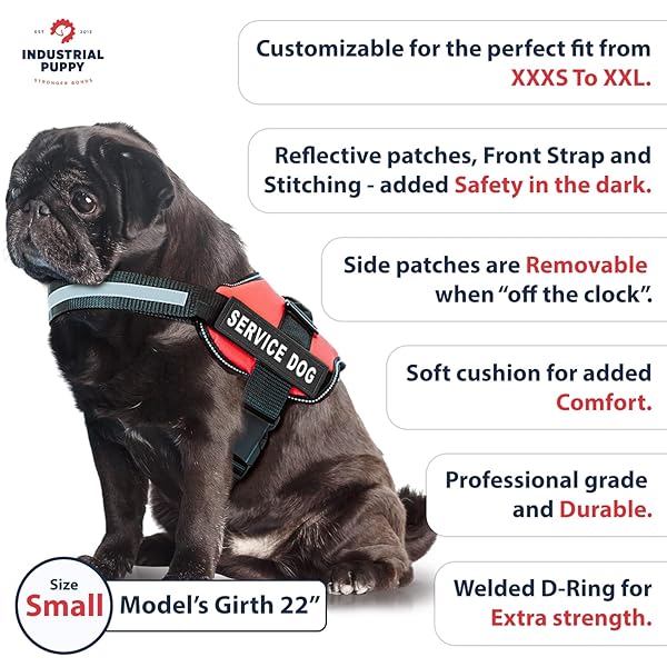 Industrial Puppy Industrial Puppy Service Dog Vest Adjustable No Pull Harness for Large Dogs with Reflective Straps Removable Patches Training Vest - View 4 of 8