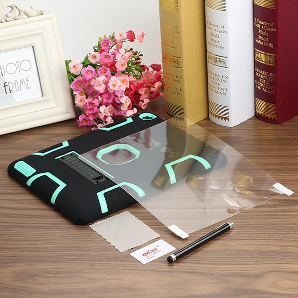 AICase AICase Heavy Duty Shockproof iPad 2 3 4 Case with Kickstand and Stylus Rugged Three Layer Armor Protection Black Mint Blue - View 8 of 8