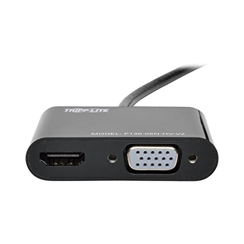 TRIPP LITE Tripp Lite DisplayPort 1.2 to VGA/HDMI Converter Adapter - 4K@30Hz, 6in, Black | P136-06N-HV-V2 - View 3 of 4