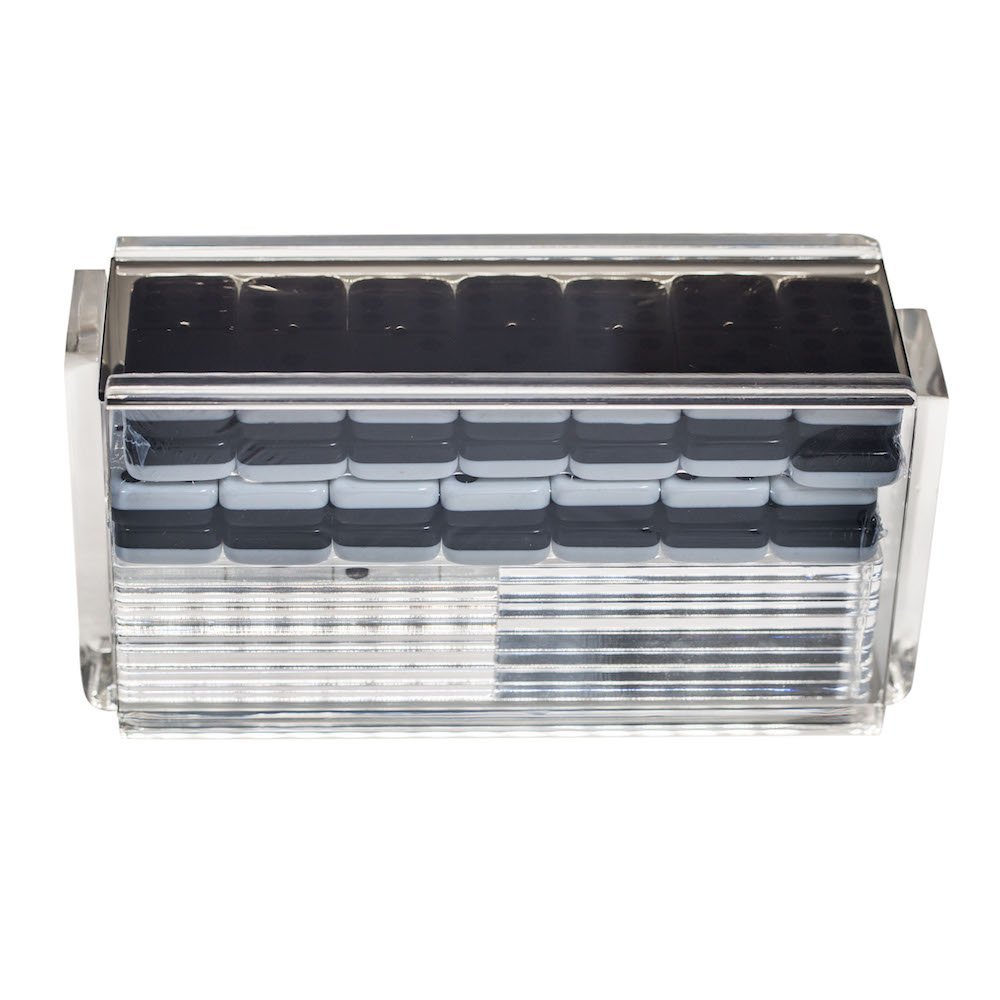 Luxe Dominoes Modern Double Six Jumbo Dominoes Set Premium Acrylic with Racks and Trays Made in the USA for Easy Playing Black Dominoes - View 3 of 6
