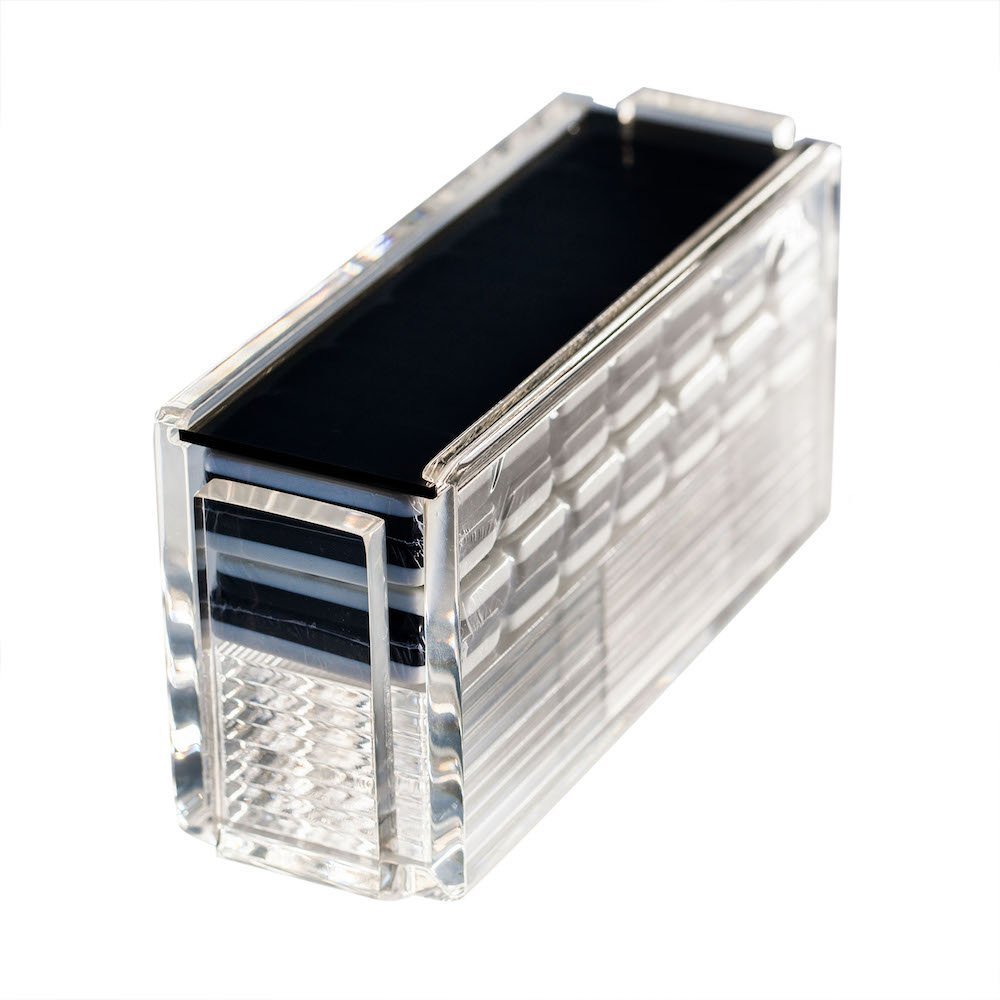 Luxe Dominoes Modern Double Six Jumbo Dominoes Set Premium Acrylic with Racks and Trays Made in the USA for Easy Playing Black Dominoes