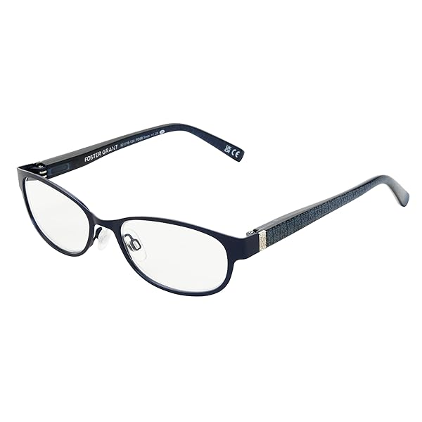 Foster Grant Isa Navy Blue Transparent Reading Glasses 59 mm for Stylish Vision Correction