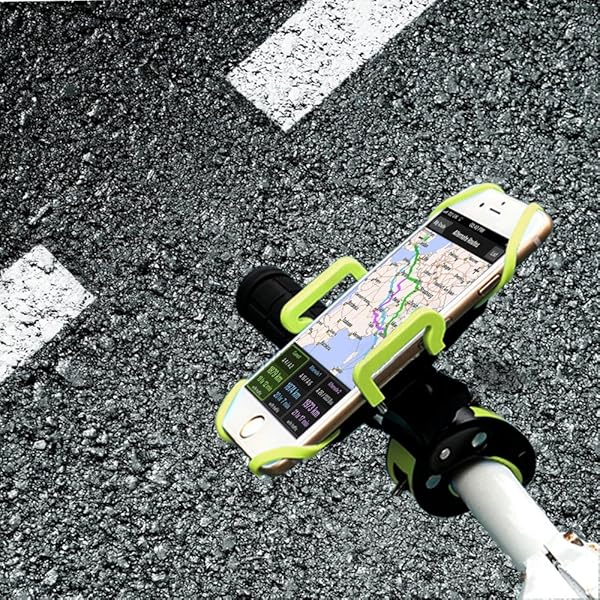 ihens5 ihens5 Bike Phone Mount, Motorcycle Mountain Bike Handlebar Bicycle Golf Cart Stroller Cell Phone Holder with Rubber Strap 360 Degrees Rotate for iPhone X 8 7 6 6s Plus Samsung (Green) - View 6 of 8
