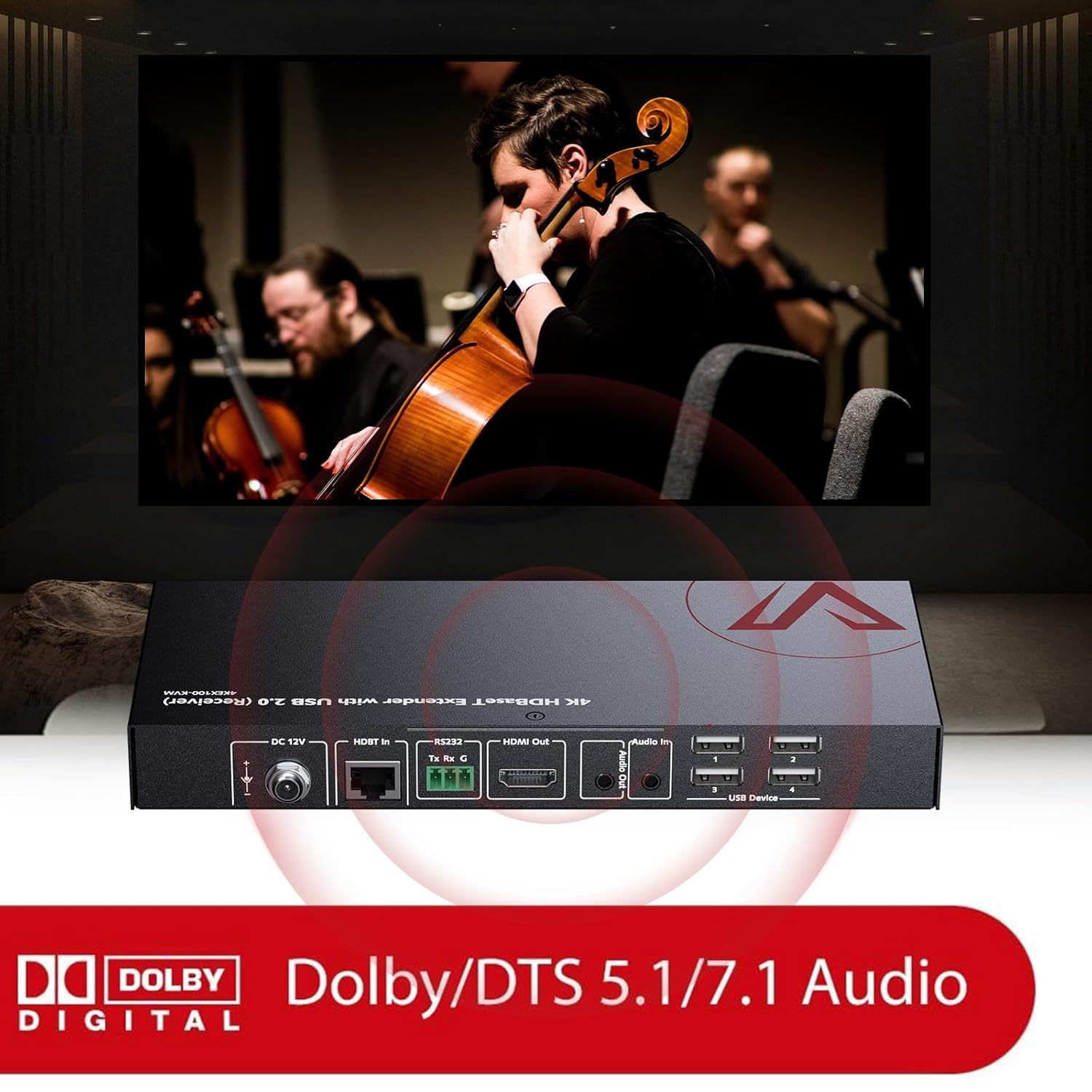 v AV Access AV Access HDMI USB Extender KVM 100m 4K 60Hz Over Cat5e 6 6a 7 with 4 USB Ports No Signal Loss RS232 POE Independent EDID Management - View 6 of 8