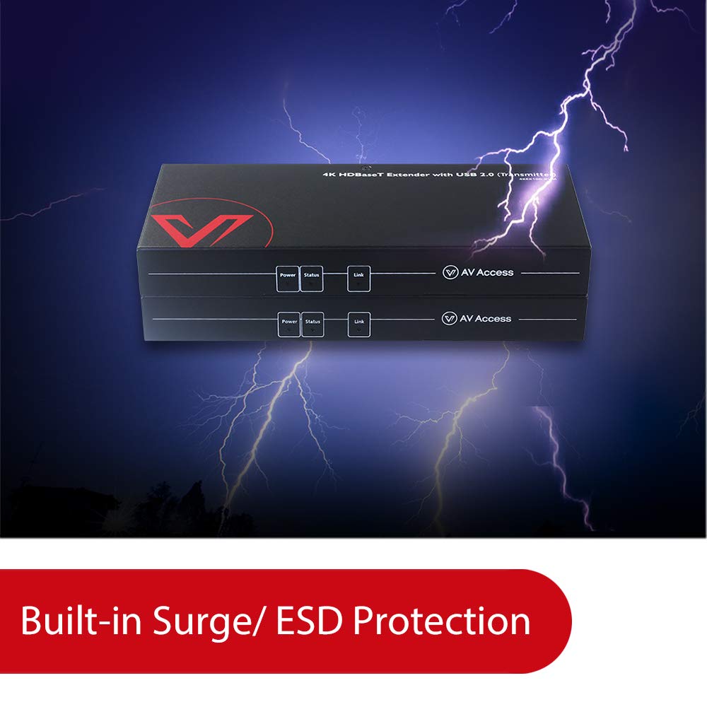 v AV Access AV Access HDMI USB Extender KVM 100m 4K 60Hz Over Cat5e 6 6a 7 with 4 USB Ports No Signal Loss RS232 POE Independent EDID Management - View 7 of 8