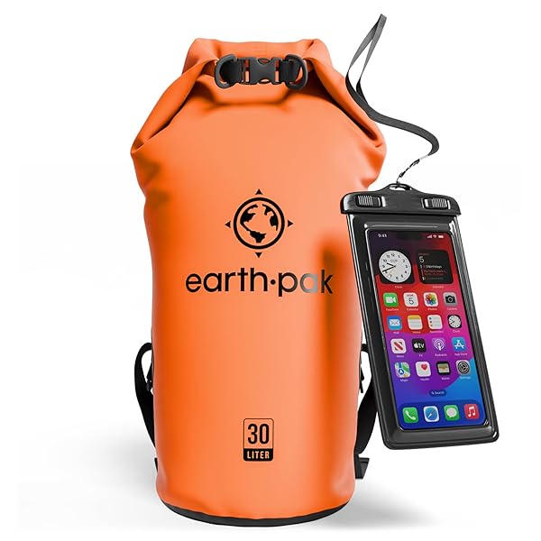 Earth Pak Earth Pak Waterproof Dry Bag - Roll Top Waterproof Backpack Sack Keeps Gear Dry for Kayak with Waterproof Phone Case