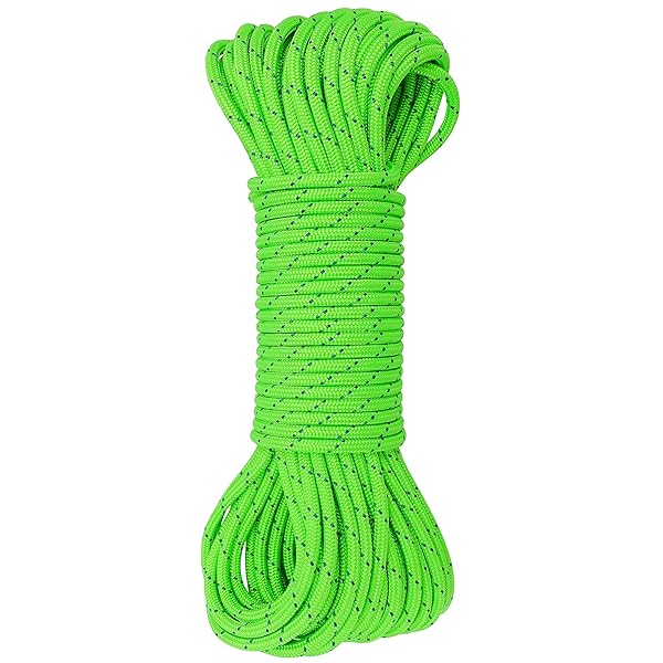 GM CLIMBING GM CLIMBING 6mm Green Accessory Cord Rope - 20ft Double Braid CE/UIAA Certified for Climbing & Outdoor Use