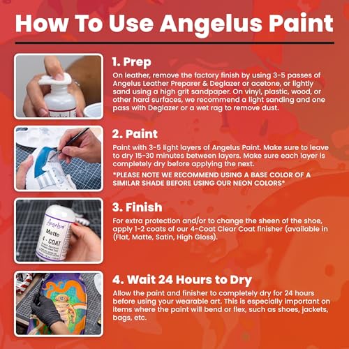 Angelus Angelus Acrylic Leather Paint 4oz - Vibrant Pink for Custom Leather Projects - View 10 of 10