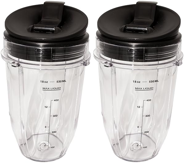 Blendin Blendin 18oz Small Cup Jar with Sip N Seal Lids - Nutri Ninja Auto-iQ Compatible Replacement (2 Pack)