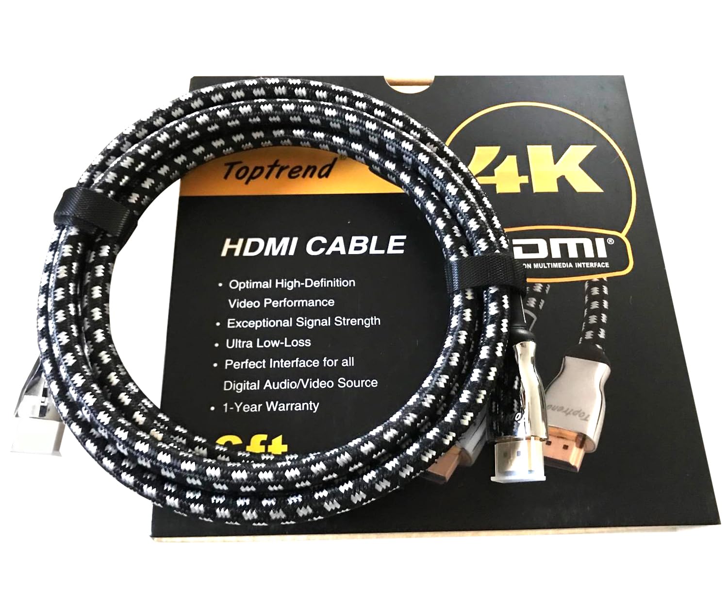 Toptrend Toptrend HDMI Cable 6ft High Speed 24Gbps HDMI 2.0 Supports 4K 60Hz 3D 1080p for HDTV Blue-ray Player PS3 PS4 PC In-Wall Installation - View 7 of 7