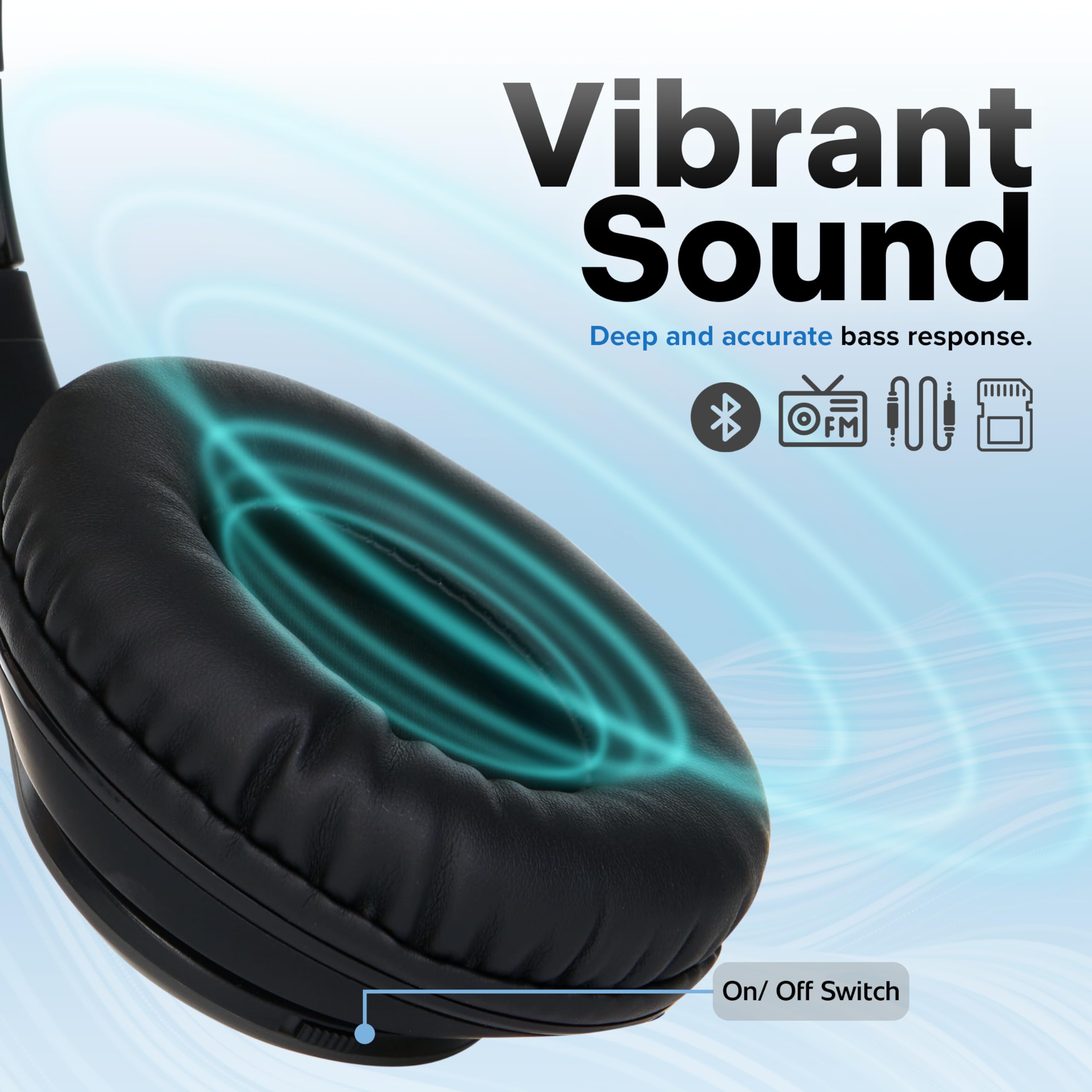 P26 iJoy Matte Finish Premium Wireless Bluetooth Over Ear Headset Foldable Headphone for Superior Sound Quality and Comfort - View 2 of 7