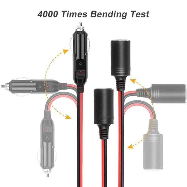 ELECTOP Buy ELECTOP 1 to 2 Car Cigarette Lighter Splitter Adapter - 12V/24V Dual Port Charger with 10-Inch Extension Cord & 15A Fuse - View 6 of 8