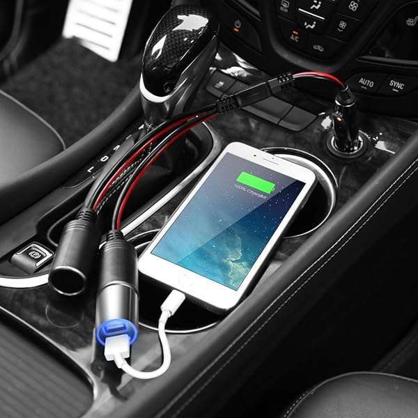 ELECTOP Buy ELECTOP 1 to 2 Car Cigarette Lighter Splitter Adapter - 12V/24V Dual Port Charger with 10-Inch Extension Cord & 15A Fuse - View 7 of 8